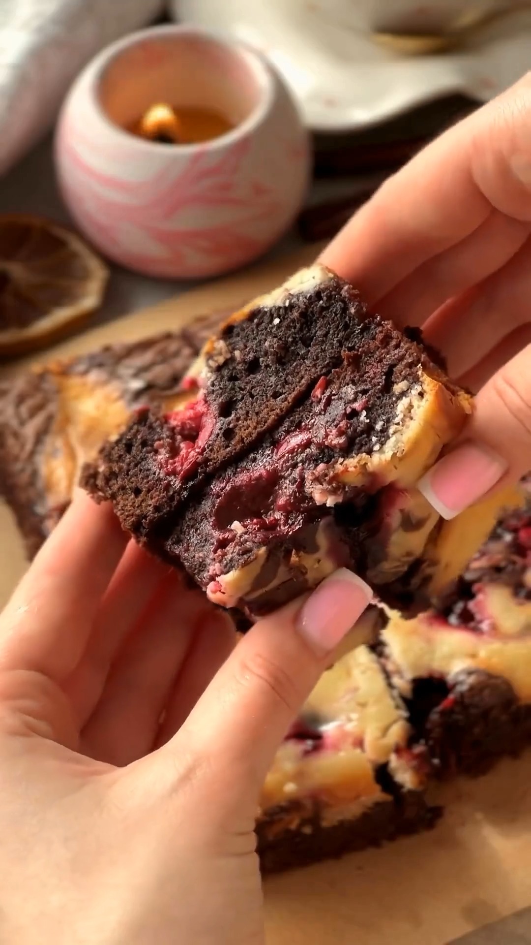 Cheesecake Brownies with Cherries