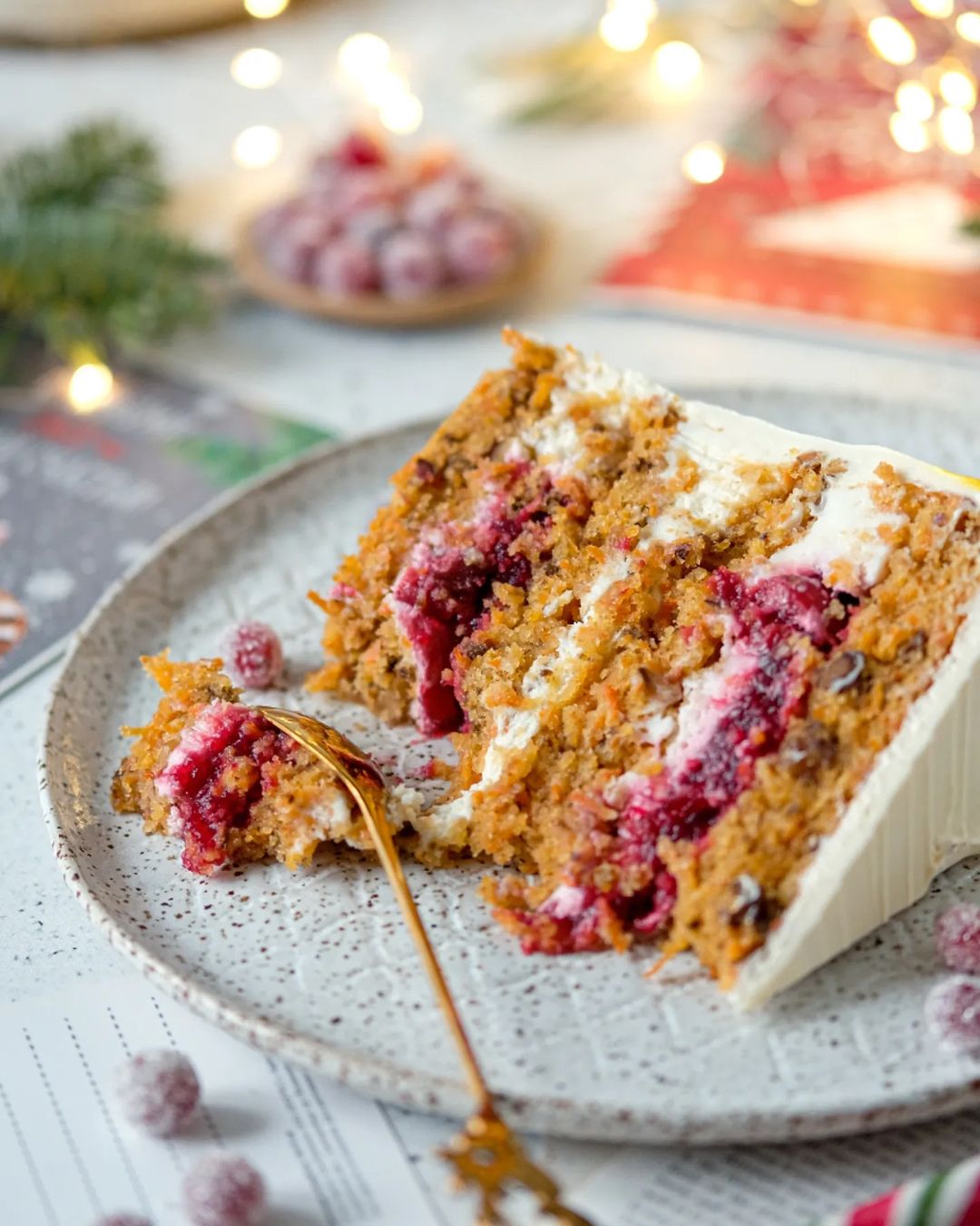 Carrot cake with cherry filling