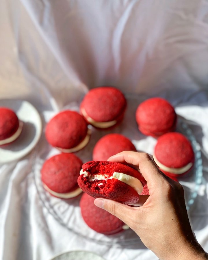 Red Velvet whoopie pies with cream cheese filling