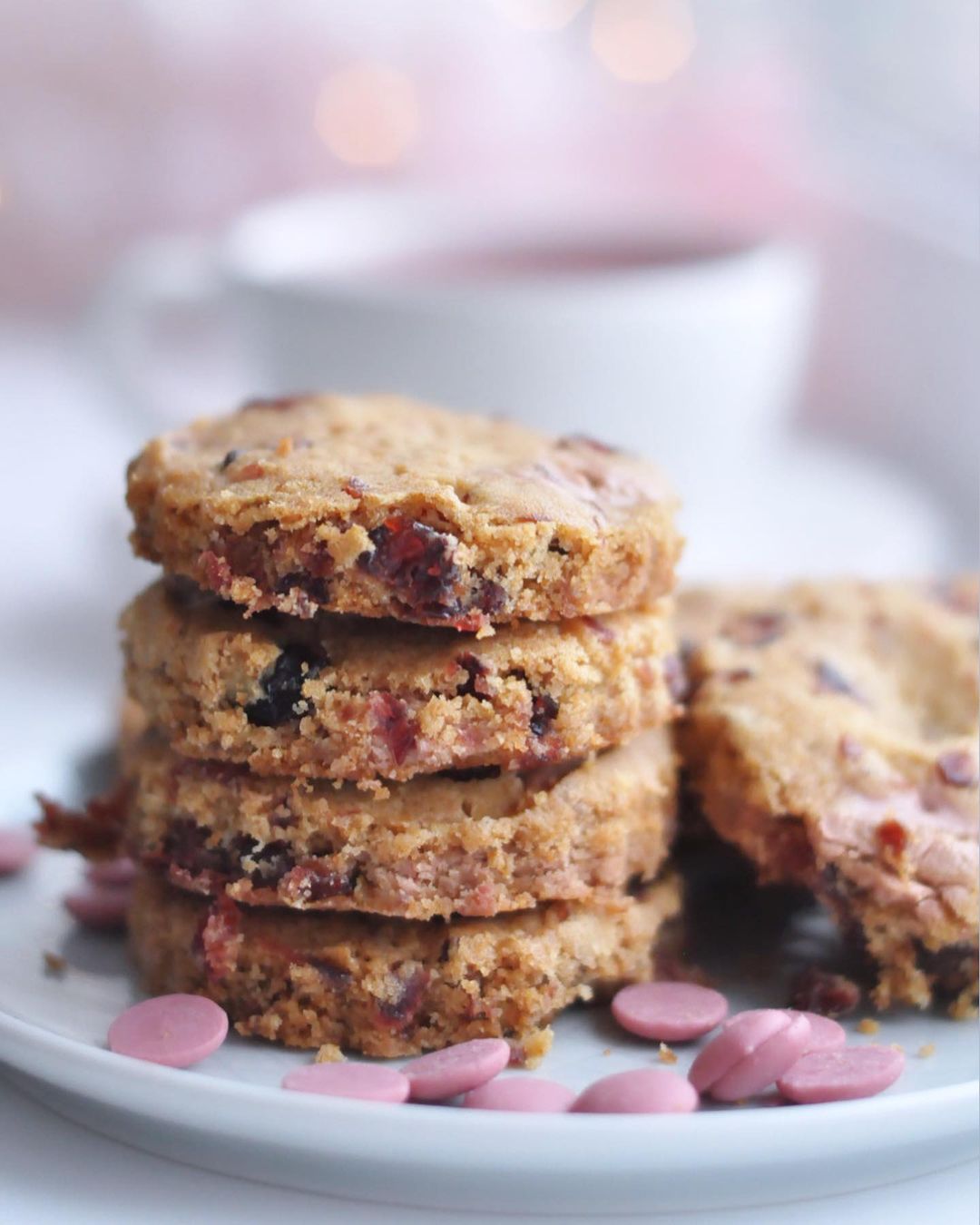 Ruby chocolate & cranberry cookies